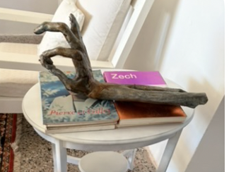 Escultura mano sobre libros — Cecilia Pichetto